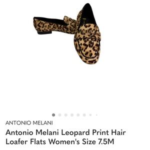 Antonio Melani Leopard Print Hair Loafer Flats Women's Size 7.5M